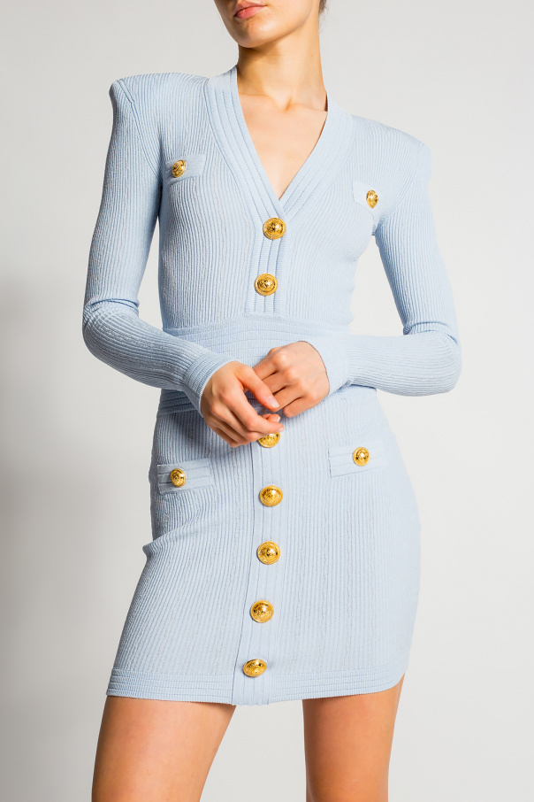 Balmain cold-shoulder knitted midi dress